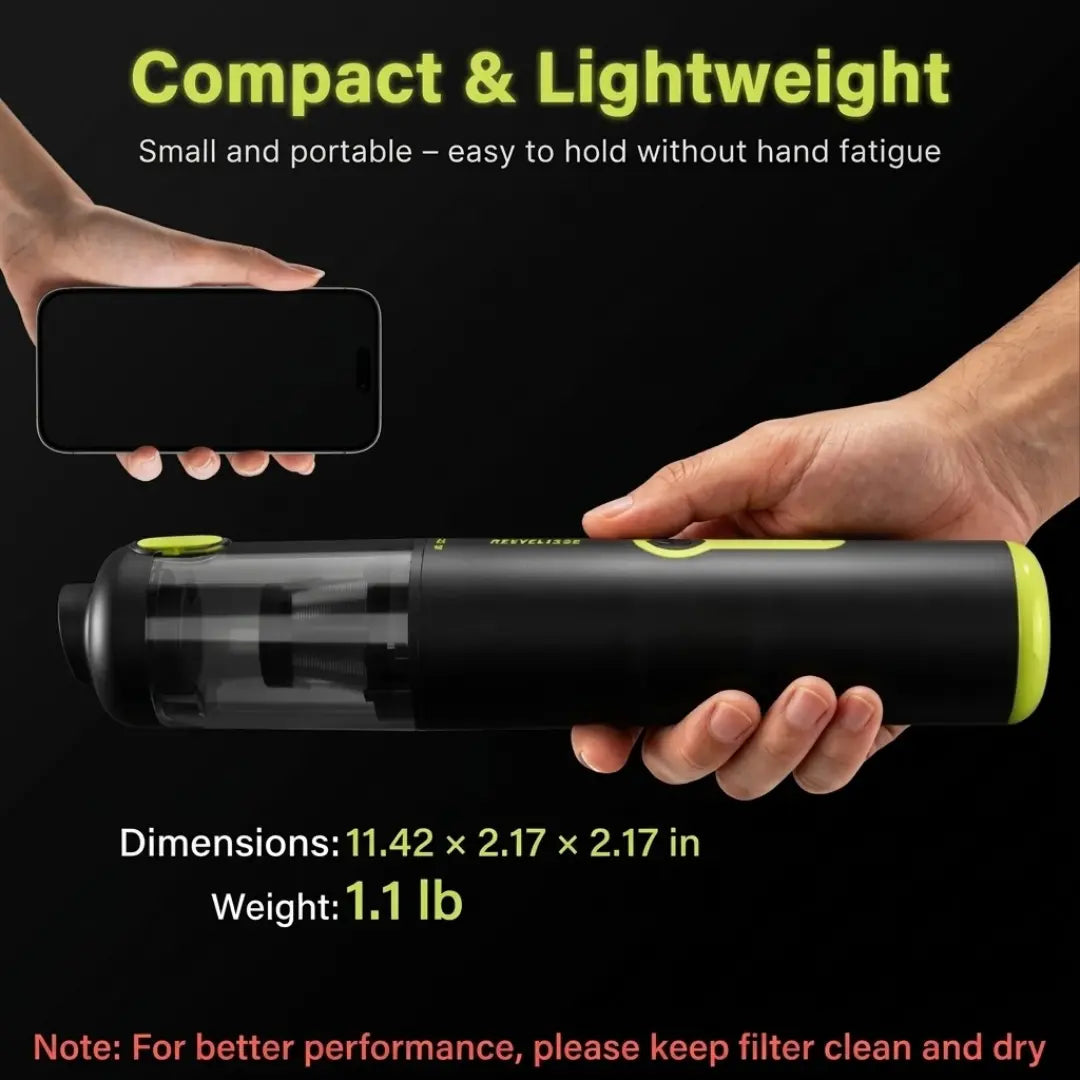 VELISEE 4-in-1 Cordless Car Vacuum & Air Duster,  Handheld Vacuum, Multi-Nozzles for Car, Home & Pet Hair