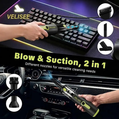 VELISEE 4-in-1 Cordless Car Vacuum & Air Duster,  Handheld Vacuum, Multi-Nozzles for Car, Home & Pet Hair