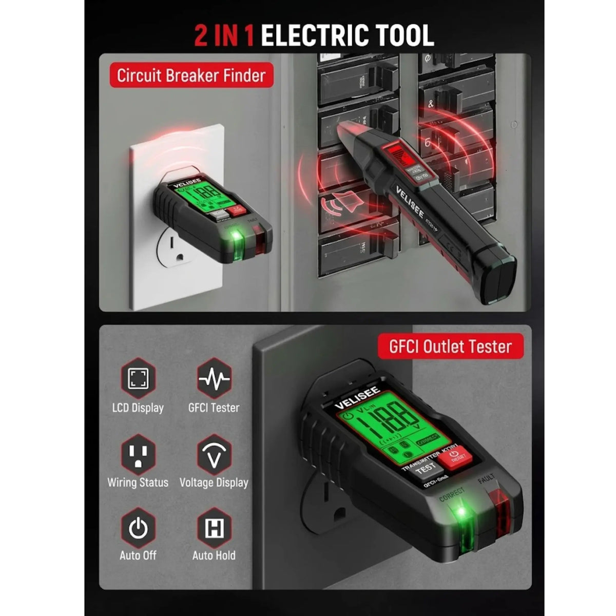 VELISEE™ Circuit Pro – Outlet Tester & Automatic Circuit Breaker Finder
